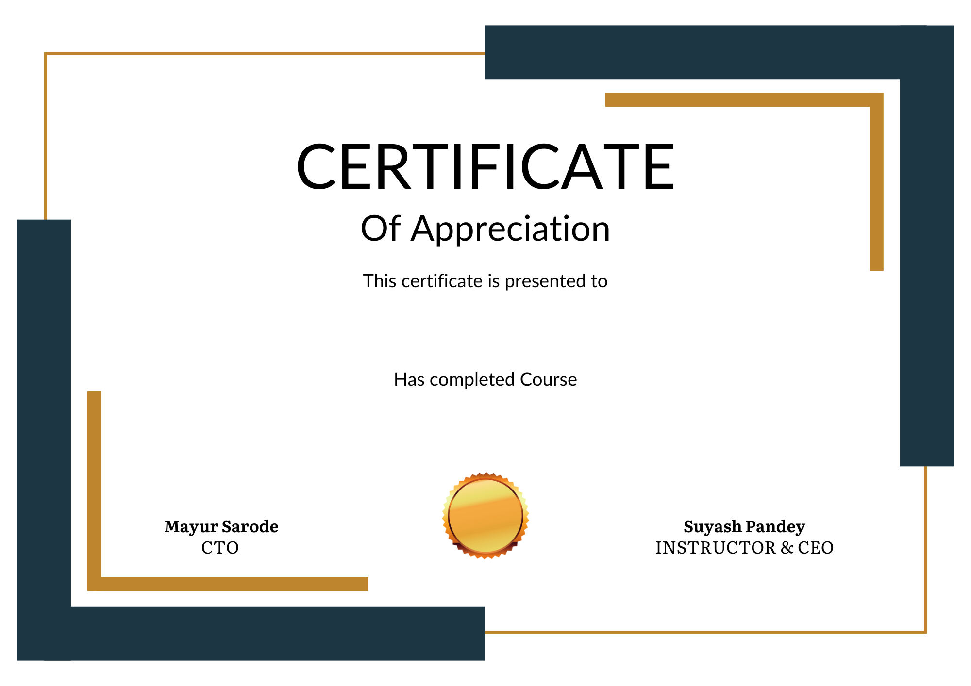 Course certificate preview